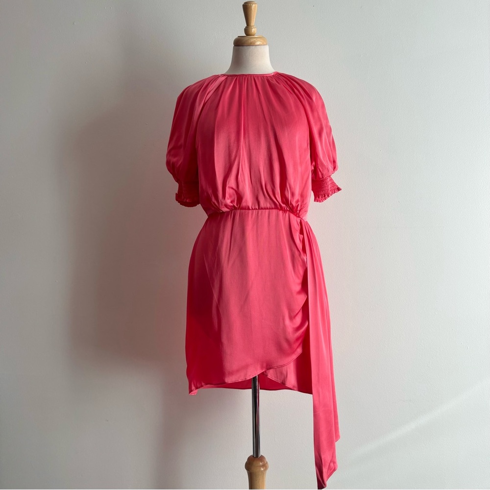 SAYLOR Zulu Pink Satin Sash Dress M New